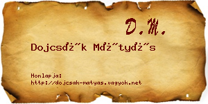 Dojcsák Mátyás névjegykártya